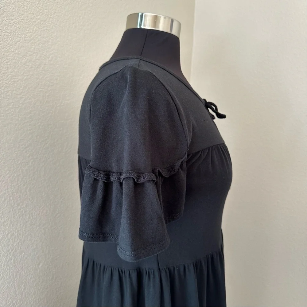 J. Crew Broken-In Jersey Knit Tiered Black Mini Dress Size XS